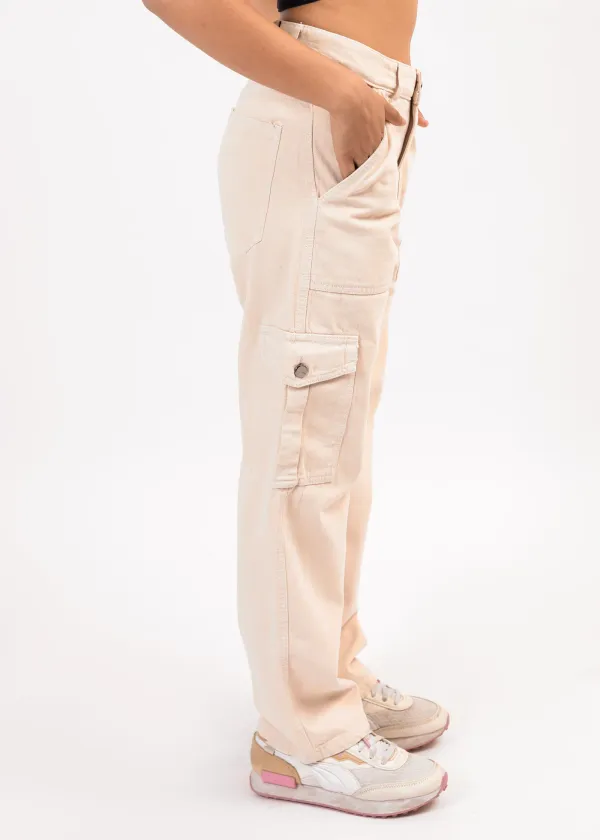 Beige_Straight_Fit_Cargo