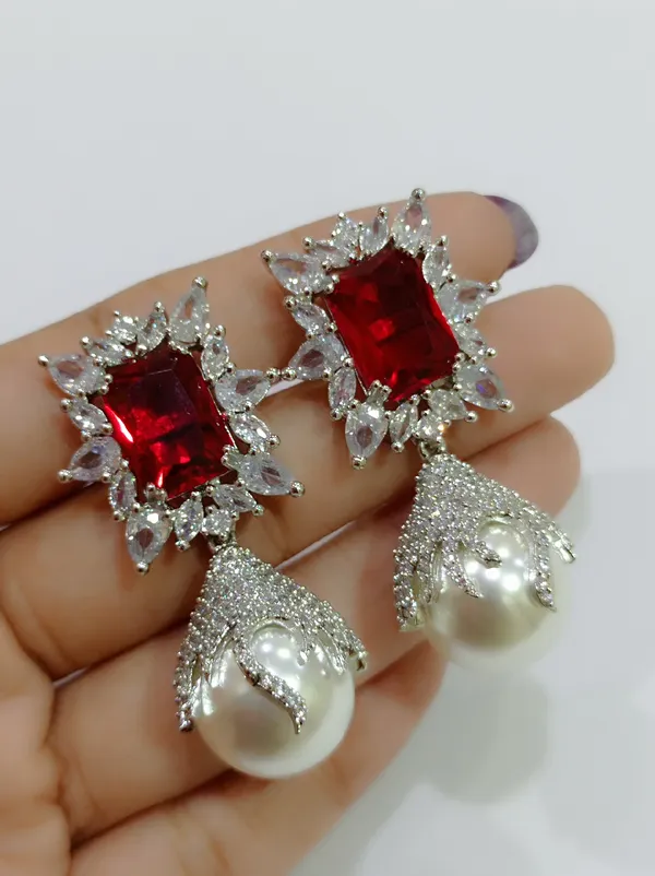 Red_Oxidised_Big_Pearl_Stud_Earrings