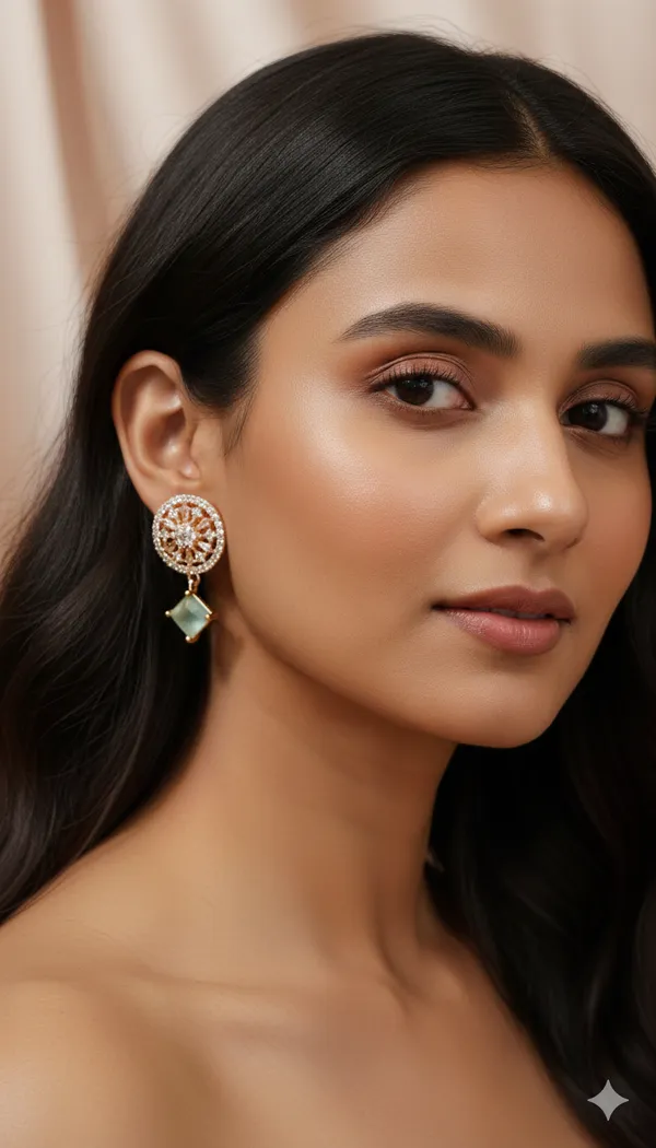 Pista_Green_Cubic_Zirconia_Circle_Earrings