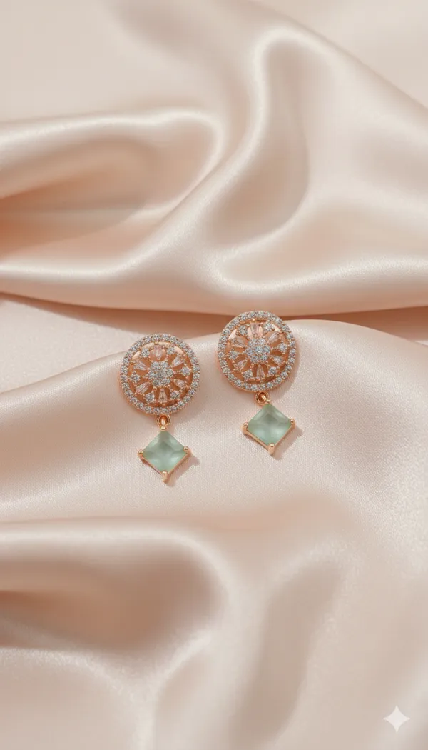 Pista_Green_Cubic_Zirconia_Circle_Earrings