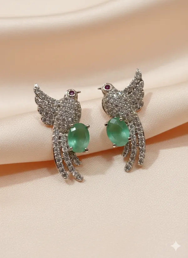 Silver_Pista_Green_Chimney_Stud_Earrings