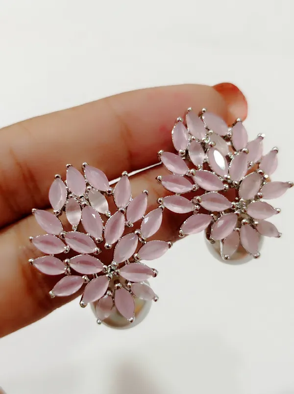 Silver_Light_Pink_Umbrella_Chatri_Earrings