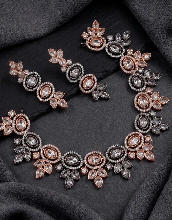 Black_Rose_Gold_American_Diamond_Peacock_Necklace
