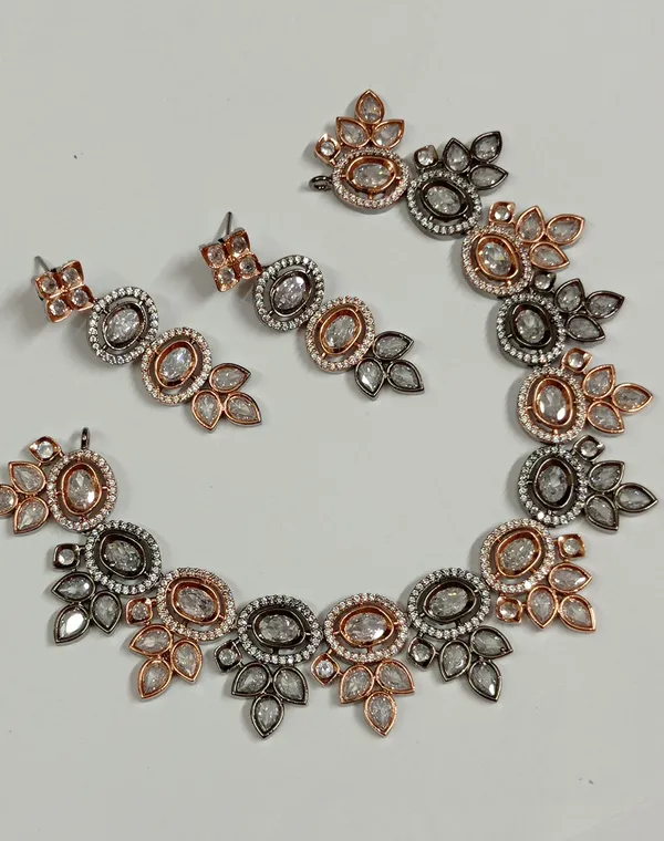 Black_Rose_Gold_American_Diamond_Peacock_Necklace