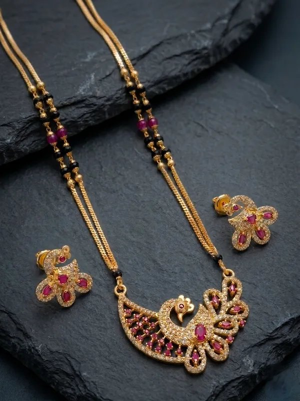 American_Diamond_CZ_Peacock_Long_Mangalsutra