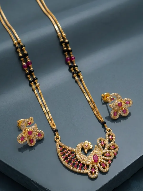 American_Diamond_CZ_Peacock_Long_Mangalsutra