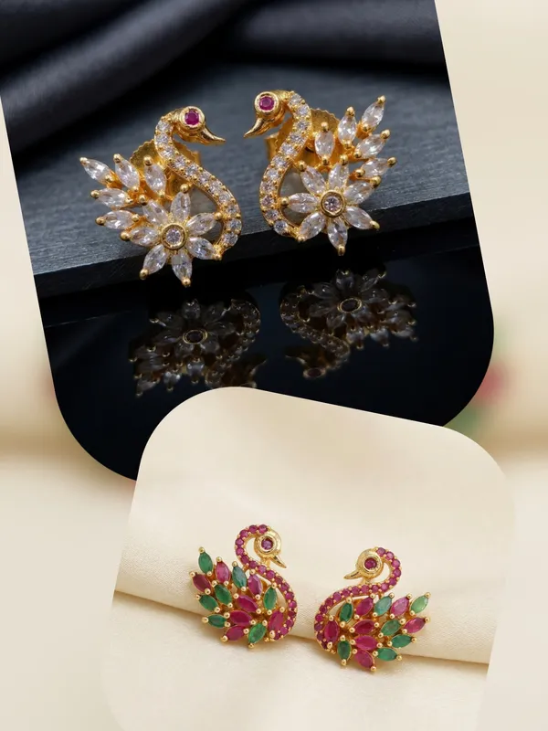 Combo_Oxidised_Peacock_With_Multi_Swan_Hans_Earrings