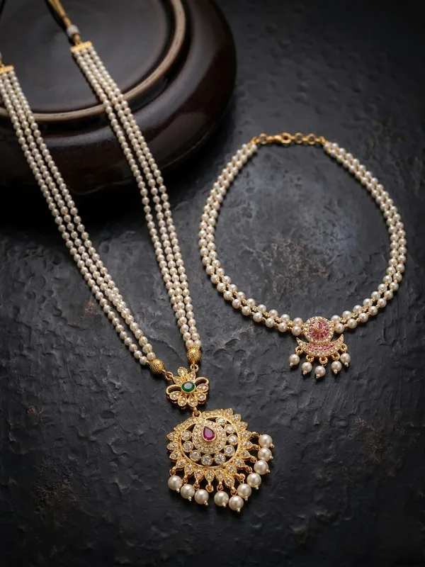 Combo_Pearl_Veni_Haar_With_Pearl_Long_Necklace_Set
