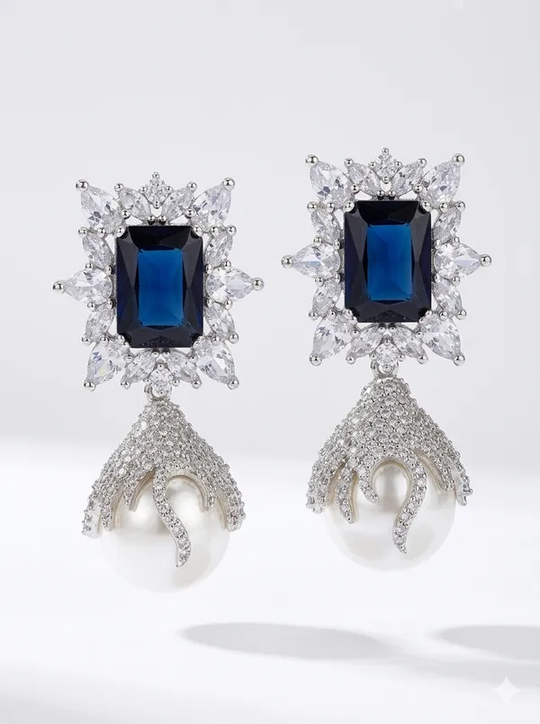 Blue_Oxidised_Big_Pearl_Stud_Earrings