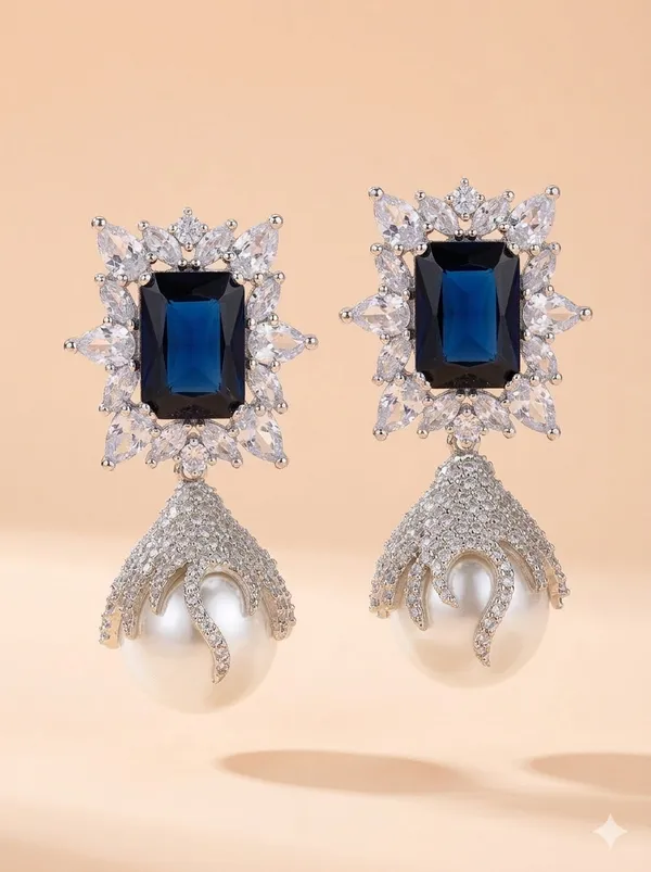 Blue_Oxidised_Big_Pearl_Stud_Earrings