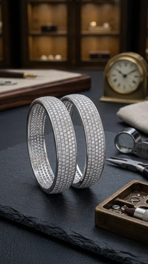 Silver_Diamond_Design_Bangles_For_Women