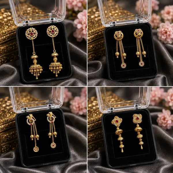 Elegance_Floral_Chain_Jhumka_Collection(Combo_Of_4)