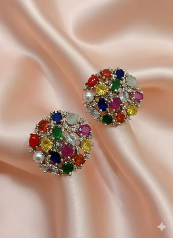 Silver_Navratna_Stud_Earrings