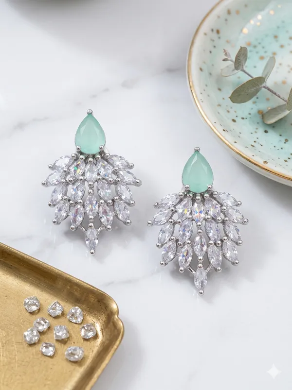 Oxidised_Pista_Green_Stud_Earrings_For_Women