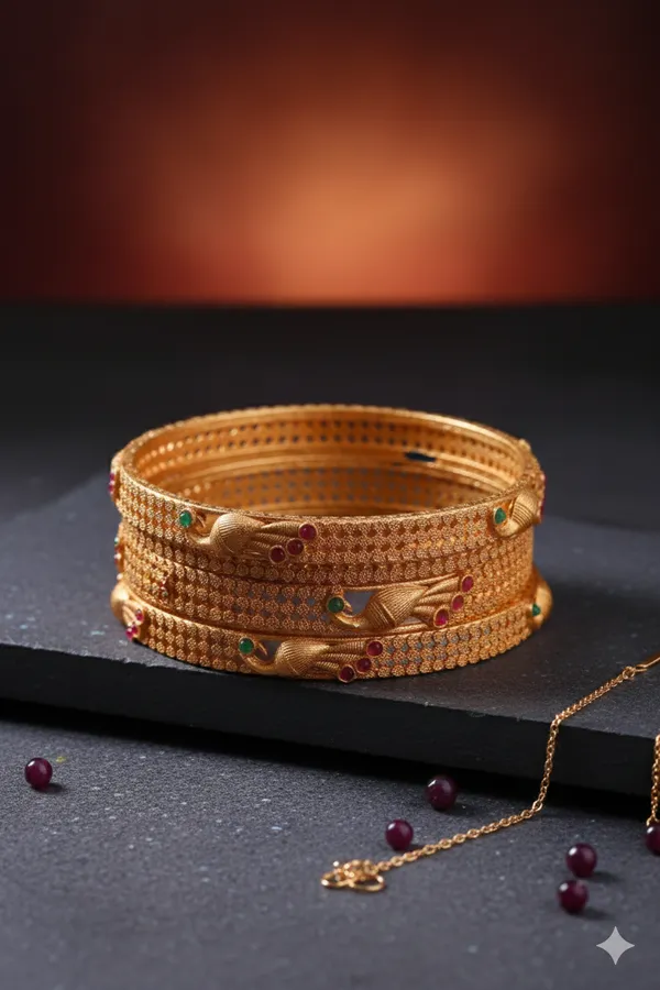 Matte_Finish_Peacock_Design_Bangles_Set_of_6