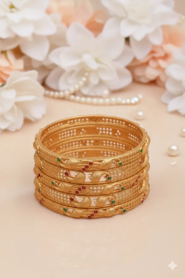 Matte_Finish_Peacock_Design_Bangles_Set_of_6