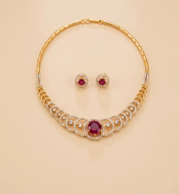 Red_Minimal_Taad_Necklace_Set_For_Women