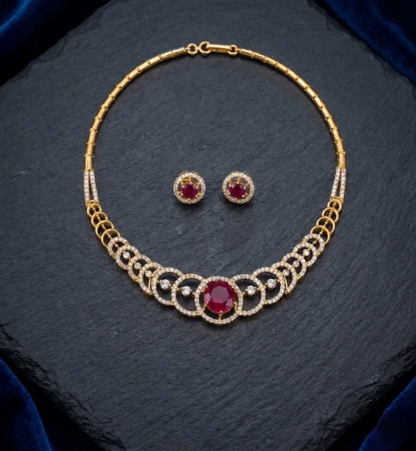 Red_Minimal_Taad_Necklace_Set_For_Women
