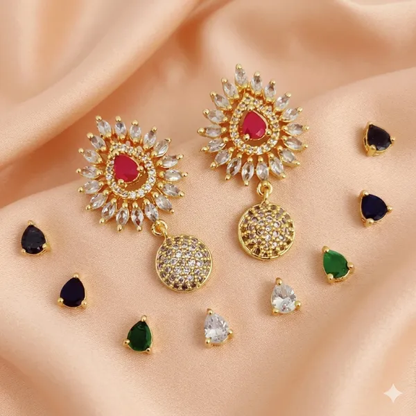 American_Diamond_Peacock_Changeable_Earrings