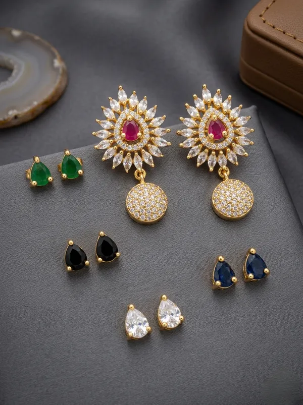 American_Diamond_Peacock_Changeable_Earrings