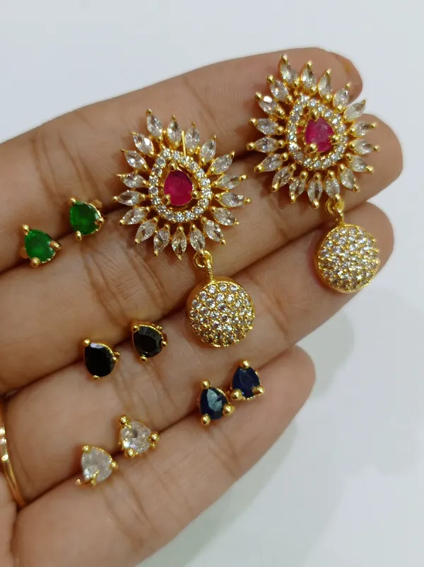 American_Diamond_Peacock_Changeable_Earrings