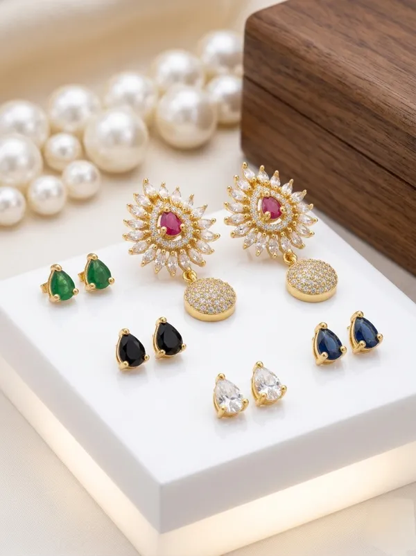 American_Diamond_Peacock_Changeable_Earrings