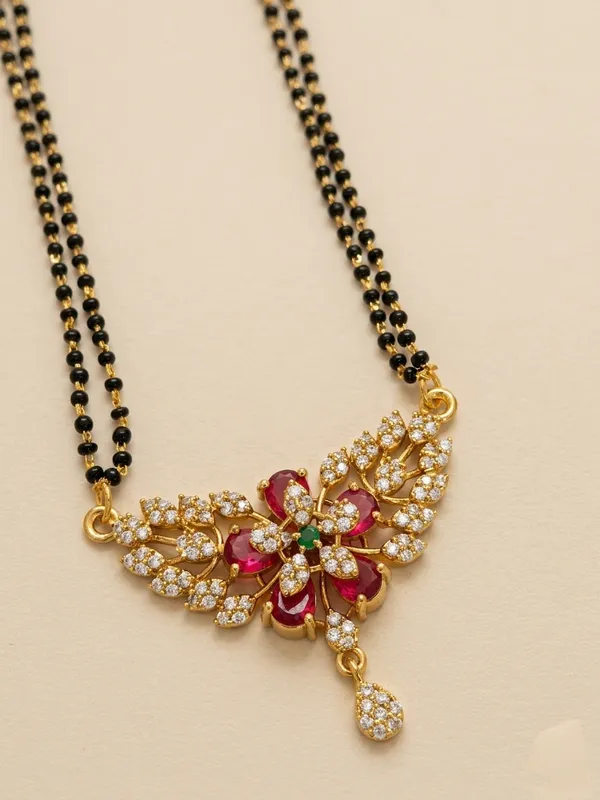 Red_Flower_Short_Mangalsutra_For_Women