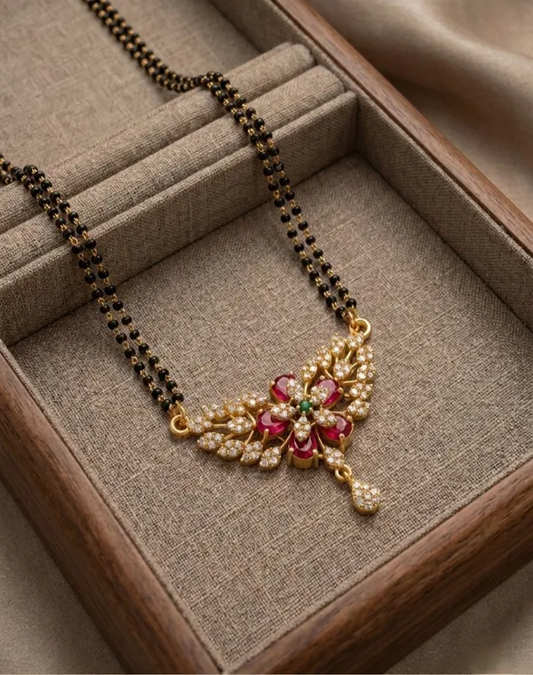 Red_Flower_Short_Mangalsutra_For_Women