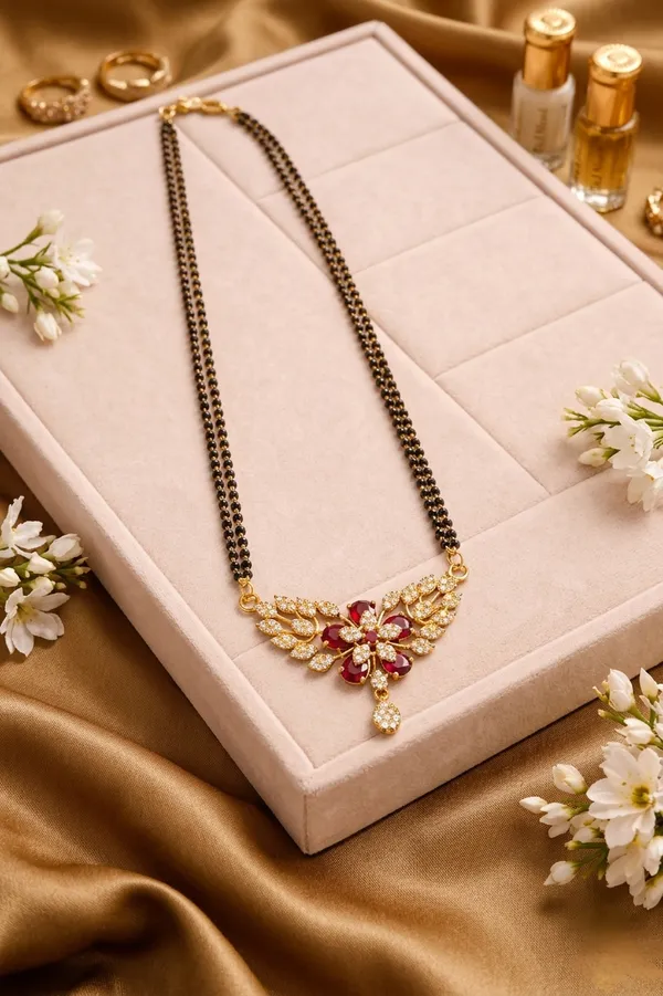 Red_Flower_Short_Mangalsutra_For_Women