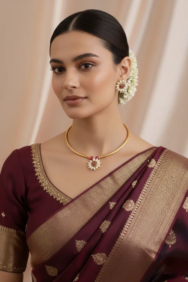Pink_Surya_Mogra_Design_Necklace_For_Women