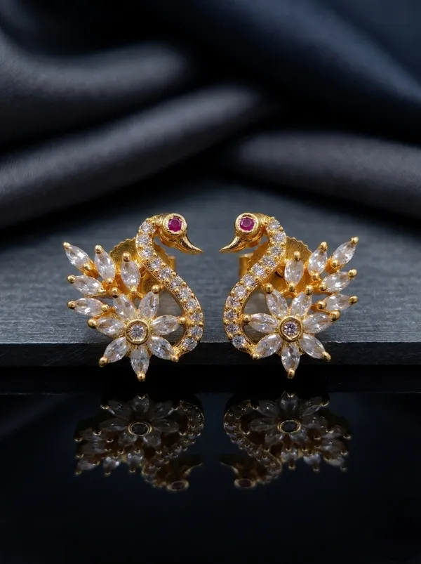 White_Oxidised_Peacock_Stud_Earrings