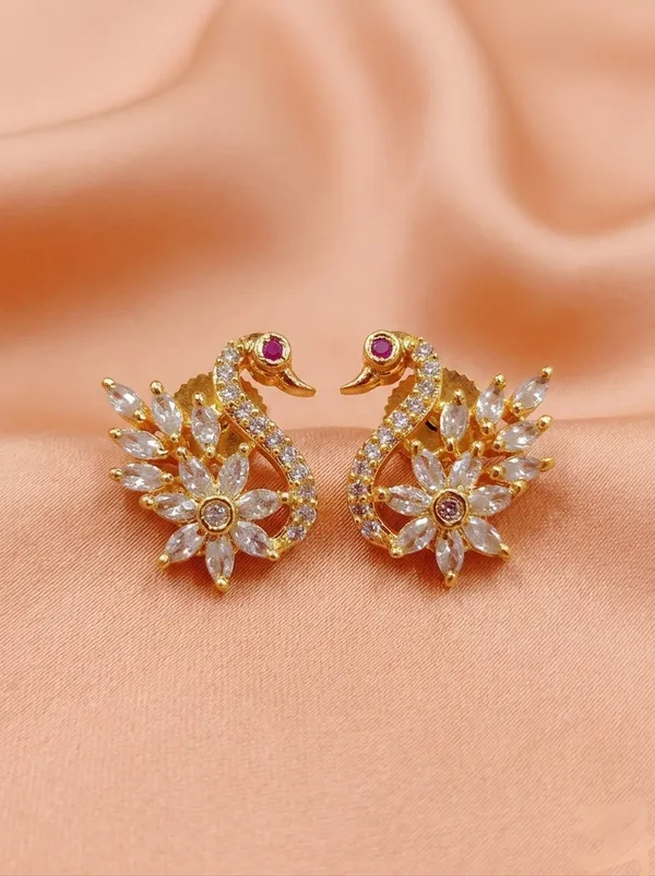 White_Oxidised_Peacock_Stud_Earrings