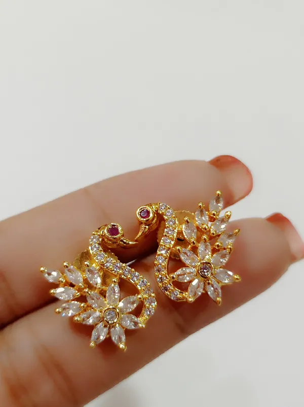 White_Oxidised_Peacock_Stud_Earrings