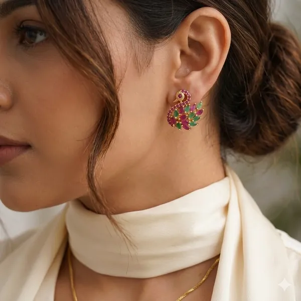Multicolor_Brass_Premium_Swan_Hans_Earrings_For_Women