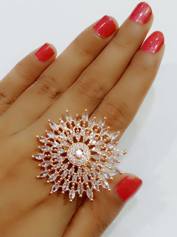 American_Diamond_Rose_Gold_Flower_Finger_Ring_For_Women