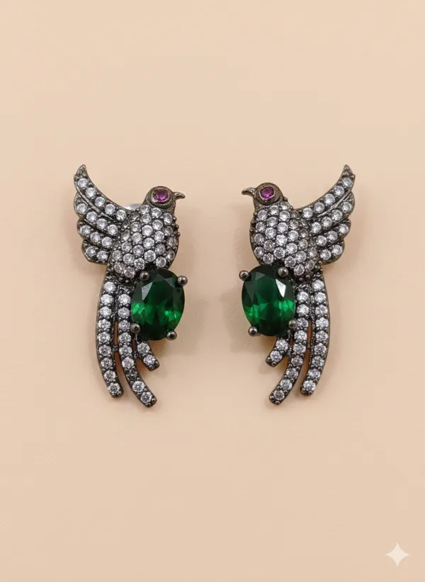Black_Green_Chimney_Cylinder_Stud_Earrings