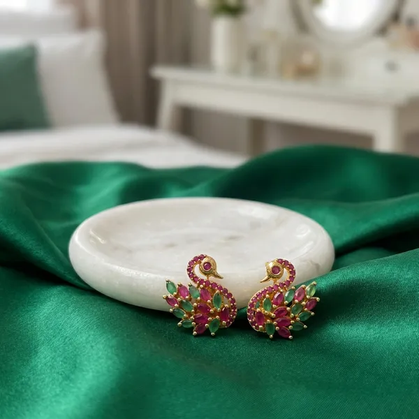 Multicolor_Brass_Premium_Swan_Hans_Earrings_For_Women