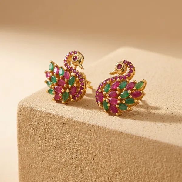Multicolor_Brass_Premium_Swan_Hans_Earrings_For_Women
