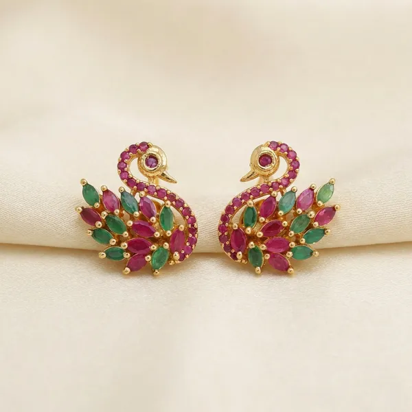 Multicolor_Brass_Premium_Swan_Hans_Earrings_For_Women