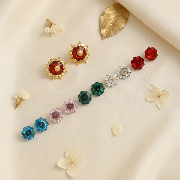 Multi_Brass_Premium_Red_Earrings_Set_of_5_Pairs