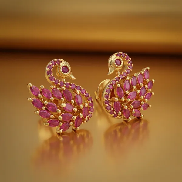 Gold_Plated_Brass_Premium_Pink_Swan_Earrings_For_Women