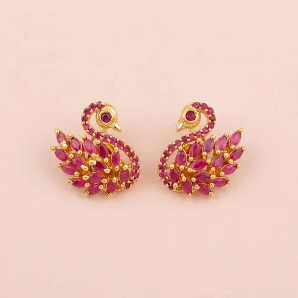 Gold_Plated_Brass_Premium_Pink_Swan_Earrings_For_Women