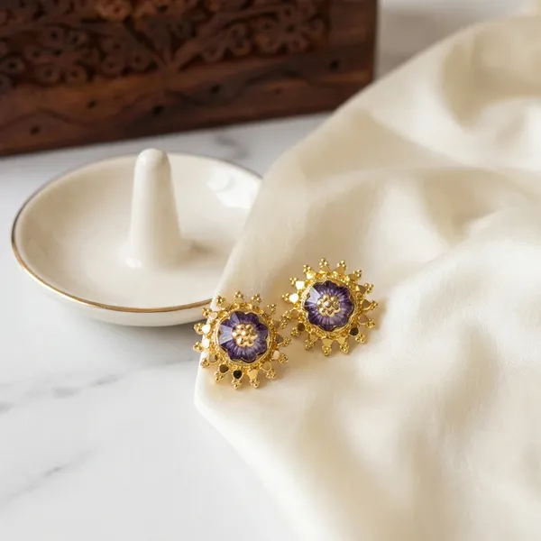 Multi_Brass_Premium_Purple_Earrings_Set_of_3_Pairs