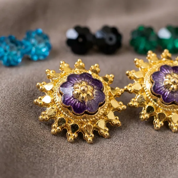 Multi_Brass_Premium_Purple_Earrings_Set_of_3_Pairs