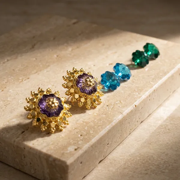 Multi_Brass_Premium_Purple_Earrings_Set_of_3_Pairs