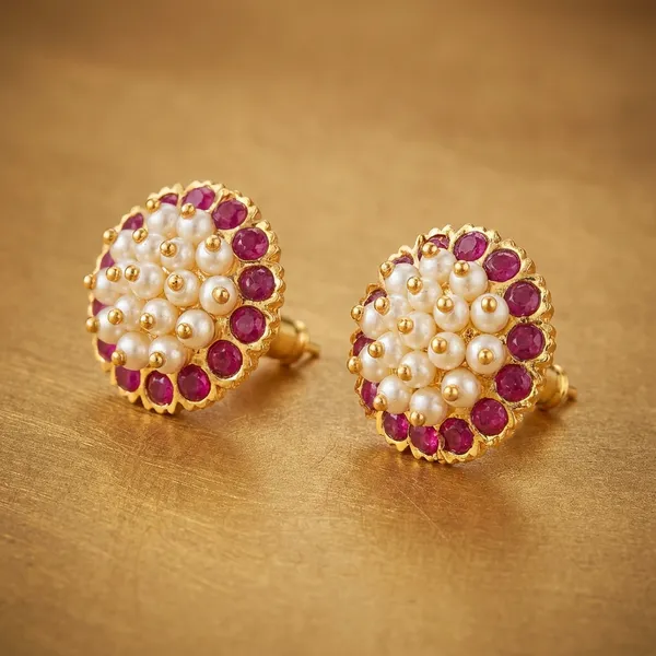 White_And_Red_Brass_Premium_Kanphul_Earrings_For_Women