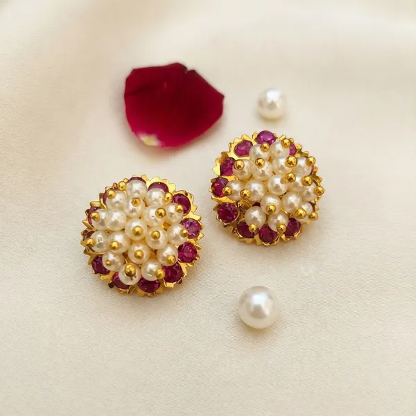 White_And_Red_Brass_Premium_Kanphul_Earrings_For_Women