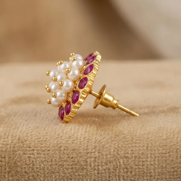 White_And_Red_Brass_Premium_Kanphul_Earrings_For_Women