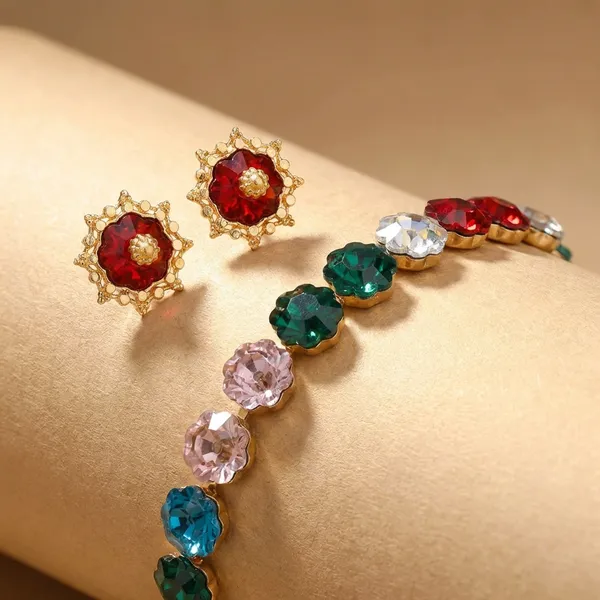 Multi_Brass_Premium_Red_Earrings_Set_of_5_Pairs