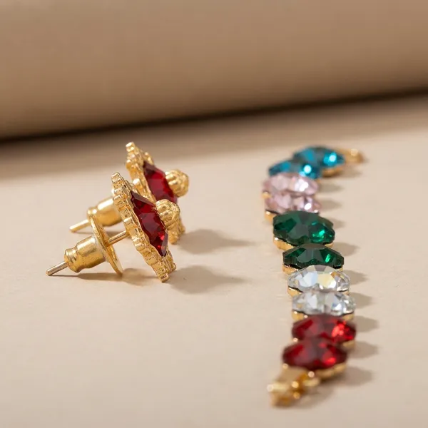 Multi_Brass_Premium_Red_Earrings_Set_of_5_Pairs